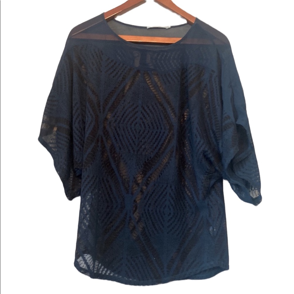 Language Navy Blue Short Sleeved Top